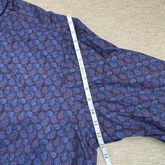 Twenty Eight Degrees Mens Size 3XLT Blue Paisley Button Up Shirt Cotton - Picture 10 of 11